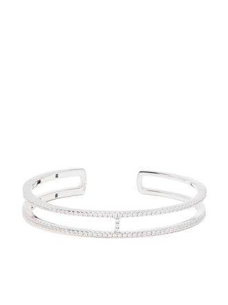 APM Monaco Bracciale rigido Double Line con pavé - Argento