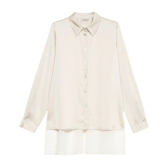 Oltre Dames, Blouses & Shirts, Beige, Maat: 2XL Satijn