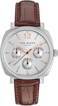 Ted Baker Harryl Chronograph Leather Strap Watch, 42mm in Brown at Nordstrom Rack