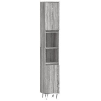 Berkfield Home Bathroom Cabinet Grey Sonoma 30x30x190 cm Engineered Wood | Size: 30 x 30 x 190 cm