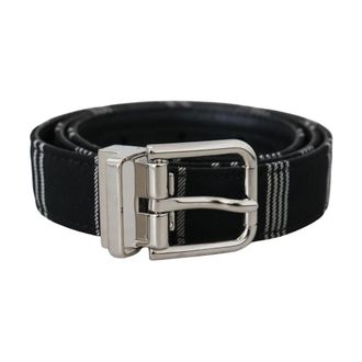Dolce & Gabbana Accessoires, Dames, Zwart, ONE Size, Katoen, Stripe Patroon Stoffen Riem