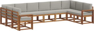 vidaXL Conjunto De Sof&aacute;s De Exterior 10 Uds. Gris Natural Y Claro Vidaxl