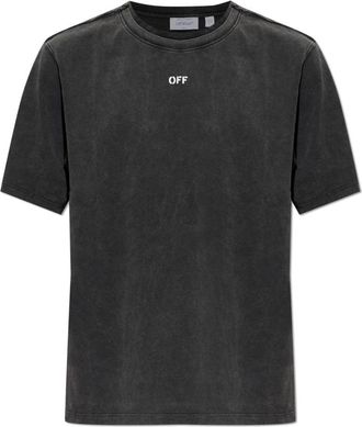Off-white Vintage-Effect T-Shirt - Heren - T-shirts - Zwart - 2XL - Katoen - Tops