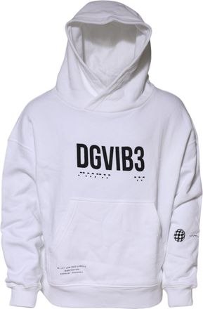 Dolce & Gabbana White DG Vib3 Hooded Men Sweatshirt Mens Sweater