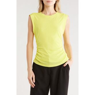 DKNY Sleeveless Ruched Knit Top in Limeade at Nordstrom Rack, Size X-Large
