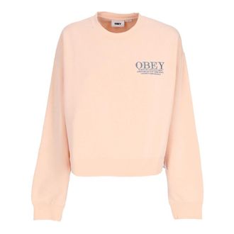 Obey Peach Parfait Crewneck Sweatshirt Geborduurd - Dames - Sweatshirts - Beige - M - Katoen - Hoodies & sweatvesten