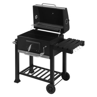 Woltu Woltu Barbecue Au Charbon De Bois, Barbecue R&eacute;glable En Hauteur Et Avec Roues, 113x45, 5x100cm, Noir