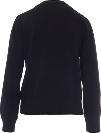 Ganni Womens Crew Neck Sweater Graphic Banana Black Organic Cotton Jumpers