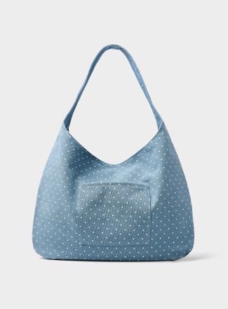 Simons Womens Pin-dot fabric XL hobo bag