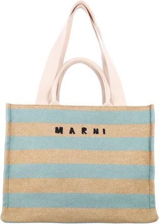 Marni Shopping Bags, female, Multicolor, ONE SIZE, Striped Raffia Tote Bag