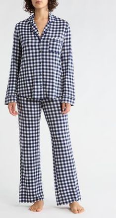 Nordstrom Rack Tranquility Long Sleeve Shirt & Pants Pajamas in Navy- Ivory Egret Gingham at Nordstrom Rack, Size X-Small