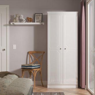 Welcome Furniture Clarence Ready Assembled 2 Door Wardrobe in White Gloss & White - Welcome Furniture | TJ Hughes