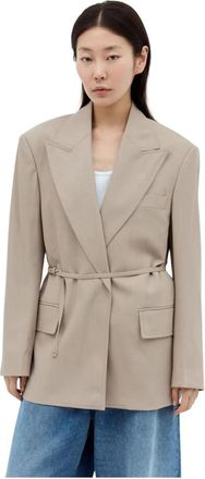 Acne Studios Peak Lapels Ceintuur Blazer - Dames - Blazers - Beige - 2XS - Katoen - Jassen