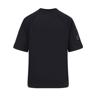 C.P. Company T-Shirts, male, Black, Size: M Light Fleece Short Sleeve Sweatshirt