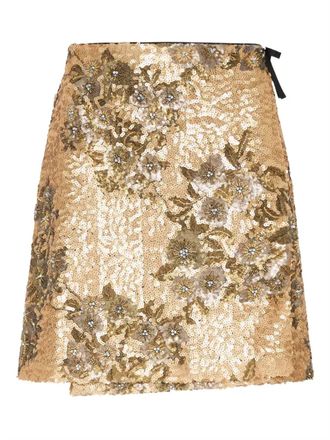 Maliparmi Womens Sequin Skirt In Gold
