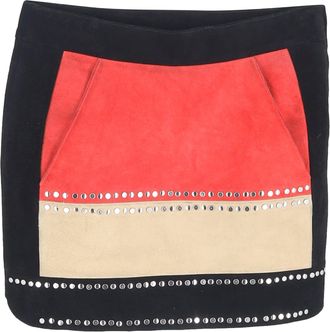 Maje Studded Mini Skirt in Multicolor Suede