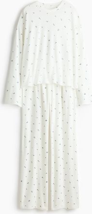 H&M Pyjama aus angerautem Jersey - White