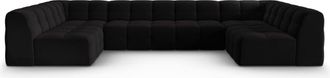 MICADONI Sofá panorámico 7 plazas de terciopelo negro