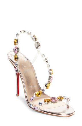 Christian Louboutin Rosa Z Crystal Embellished Transparent Slingback Sandal in Leche/Leche at Nordstrom, Size 10.5Us