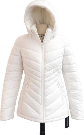 Tommy Hilfiger WomenS Hooded Puffer Coat In White