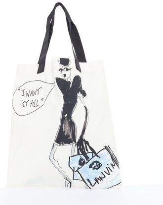 Lanvin Fashion Sketch Printed Canvas Tote Bag