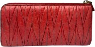 Miu Miu Pre-owned Metalasse Portemonnee - Dames - Vintage Accessoires - Rood - ONE Size - Leer - Vintage