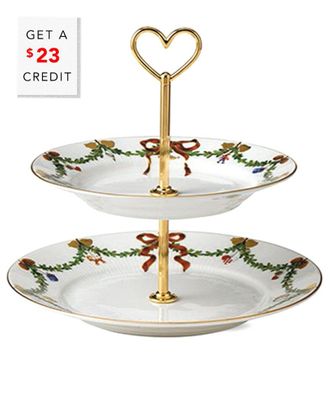 ROYAL COPENHAGEN Star Fluted Christmas 2-Tier Etagerewith $23 Credit