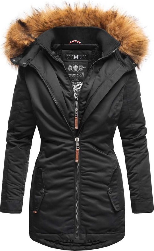 Warm Gefüttert Damen Parka Schwarz Tailliert Ragwear Damen Winter