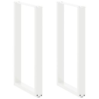 Berkfield Home Coffee Table Legs U-Shaped 2 pcs White 60x(100-101) cm Steel