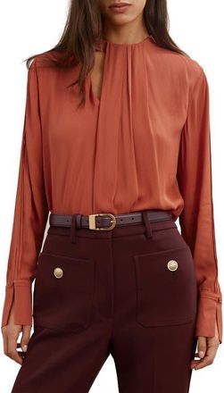 Reiss Marta Drape Cutout Crepe Top in Copper at Nordstrom, Size 2 Us