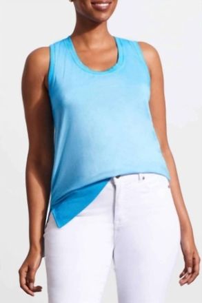 Tribal High-Low Tank Top In Azure Blue