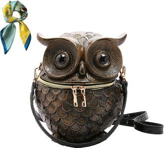 Generic Owl Shaped Novelty Crossbody Bucket Bag,Large Waterproof Unique Halloween Handbag,3D Animal Shaped Purse Messenger Bag (Green)