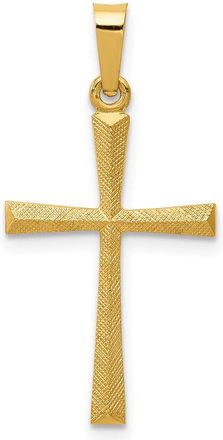 Diamond2Deal 14k Yellow Gold Textured and Polished Latin Cross Pendant