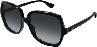Chlo&eacute; Black Grey Ch0388s Recycled Acetate Square Sunglasses