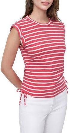 DKNY Ruched Knit Top in Azl/Ivory at Nordstrom Rack, Size X-Small