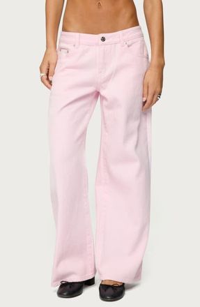 Edikted Roman Slouchy Low Rise Wide Leg Jeans in Pink at Nordstrom, Size X-Large