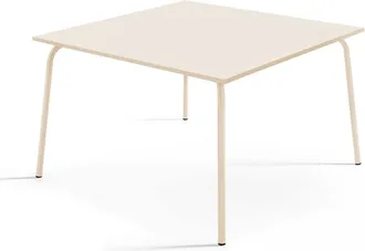 Oviala Mesa de comedor cuadrada de acero marfil de 120 cm