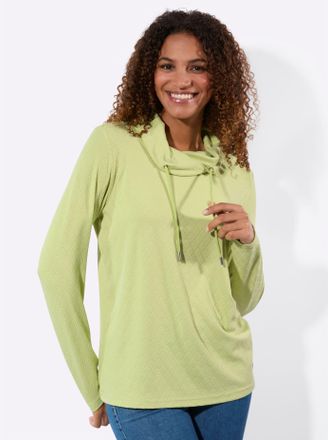 Casual Looks Langarmshirt CASUAL LOOKS Rollkragen-Shirt, Damen, Gr. 36, pistazie, 66% Polyester, 28% Viskose, 6% Elasthan, unifarben, Shirts Langarmshirt