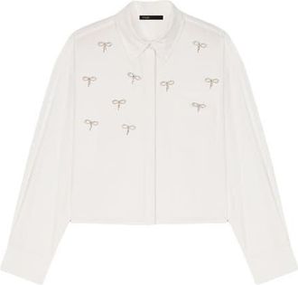 Maje Jewel detail shirt in White at Nordstrom, Size X-Small