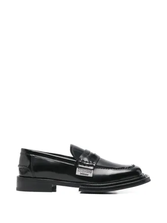 Moschino Polished Silk And Nylon Black Loafers