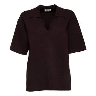 P.A.R.O.S.H. V-neck Knitwear, female, Brown, Size: S Maglia con colletto Scollo a V Mezza manica con cucitura a fondo spalla Vestibilit&agrave; over