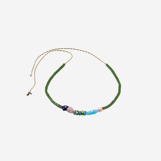 Sorbet Island Necklace With Fish And Glass Beads