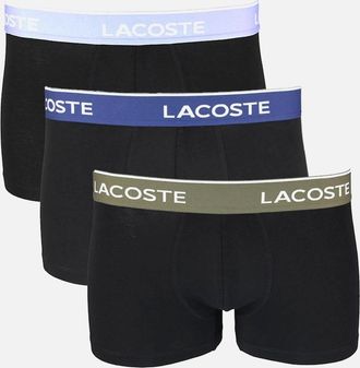Lacoste Mens Lacoste 3-Pack Casual Boxer Trunks With Coloured Waistbands, Black - Size: 32/34/35