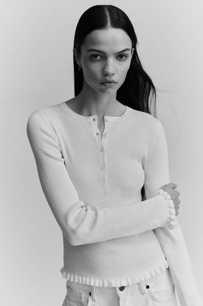 H&M Rib-knit Top in White at Nordstrom, Size Xx-Large