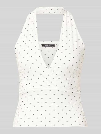 Gina Tricot Slim Fit Top mit Neckholder in Offwhite Melange, Gr&ouml;&szlig;e XS