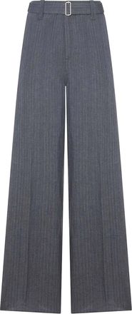 Lardini Tailored Pinstripe Linen Palazzo Trousers