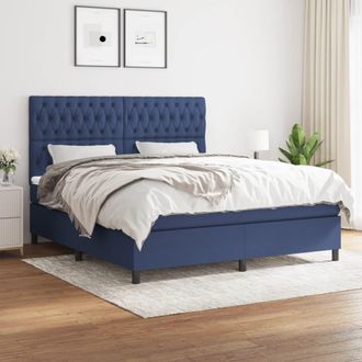 vidaXL Vidaxl - Cama Box Spring Con Colch&oacute;n Tela Azul 180x200 Cm
