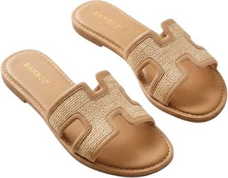 Bambooa Womens Flat Sandal In Beige