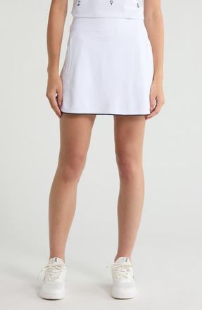 G/Fore Mid Rise Tulip Hem Piqu&eacute; Golf Skort in Snow/Twilight at Nordstrom, Size X-Large