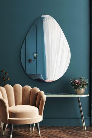 MirrorOutlet The Lapillus - Frameless Pebble Wall Mirror 47 X 32 (120CM X 80CM) in Silver | Size: 1 Pack